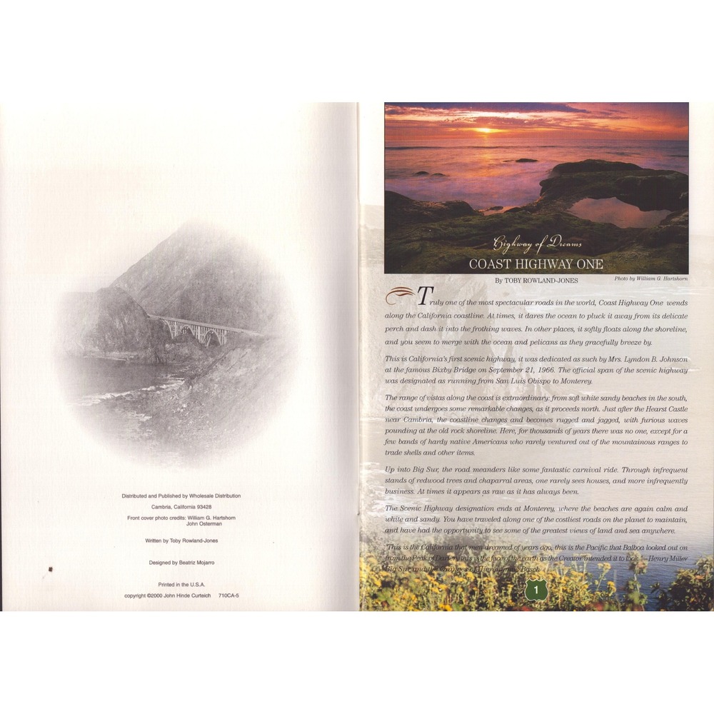 Scenic Highway One Coast Highway of Dreams California Big Sur Booklet 2000 - Picture 3 of 3